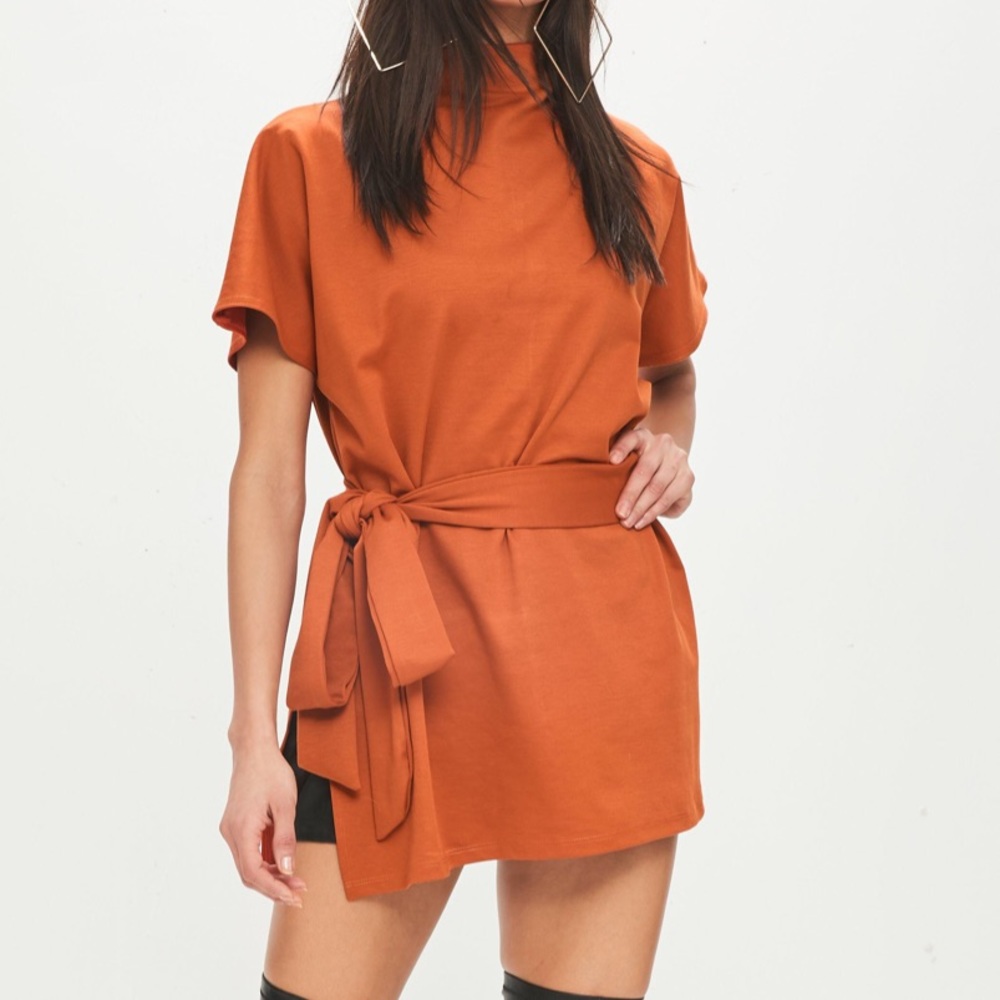 NWT Missguided Tie Waist Split Tunic Top